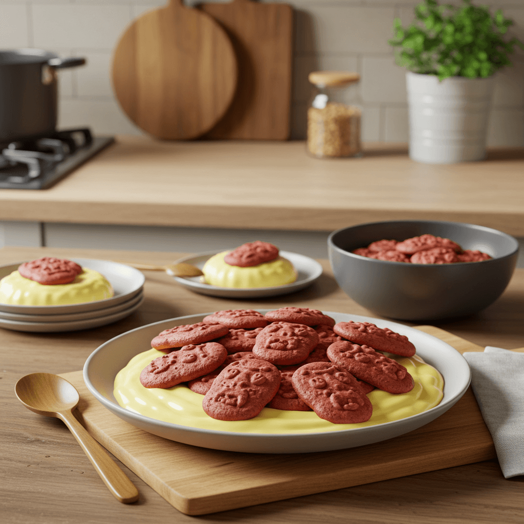 Velvety Red Circus Animal Cookie Custard