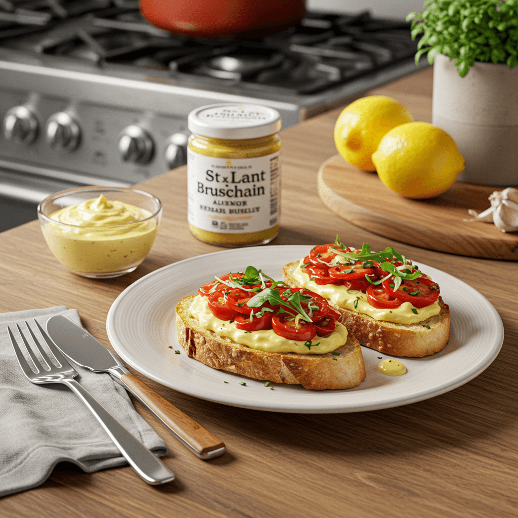 Zesty Garlic Lemon Aioli Bruschetta