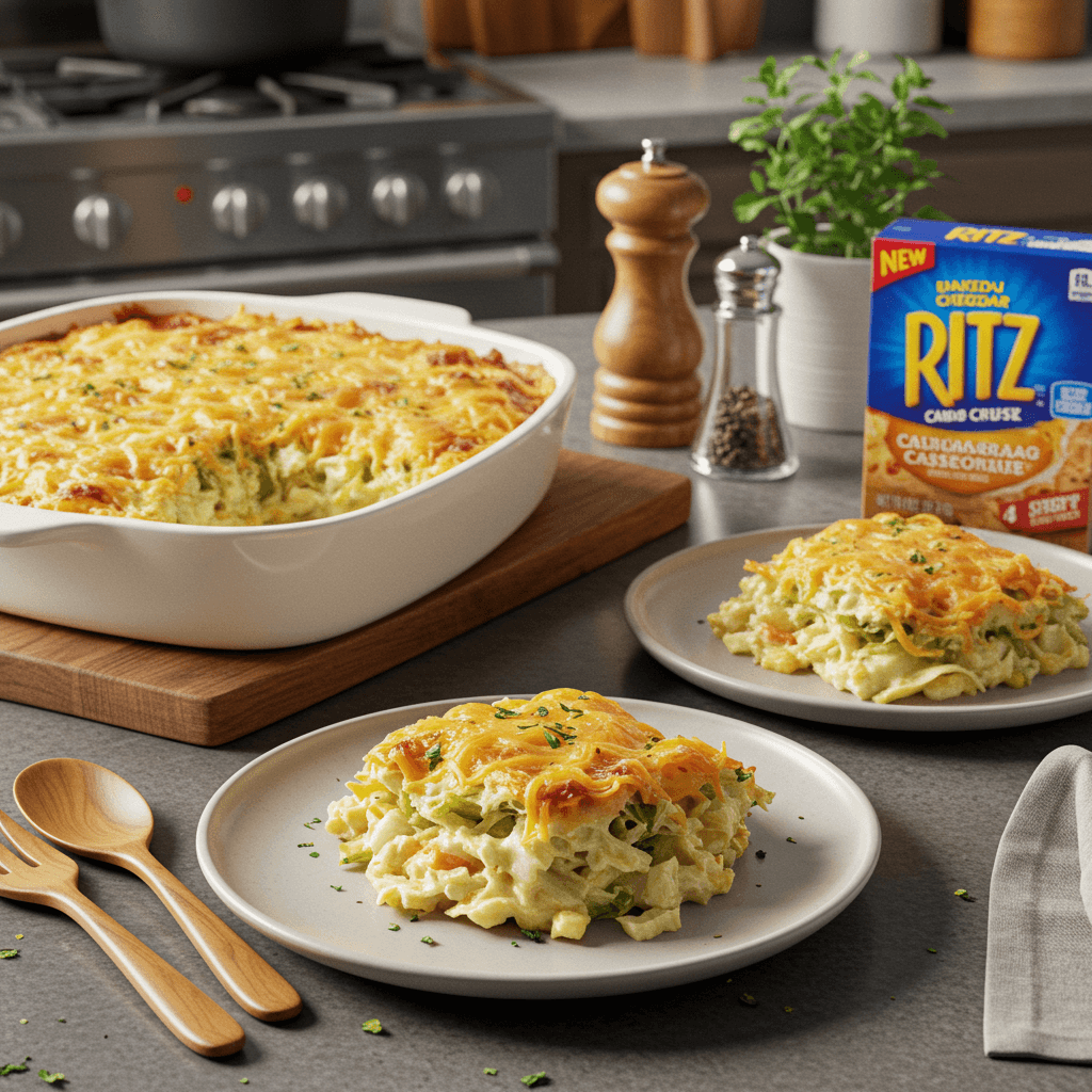 Baked Cheddar-Cabbage Casserole with Ritz Crust
