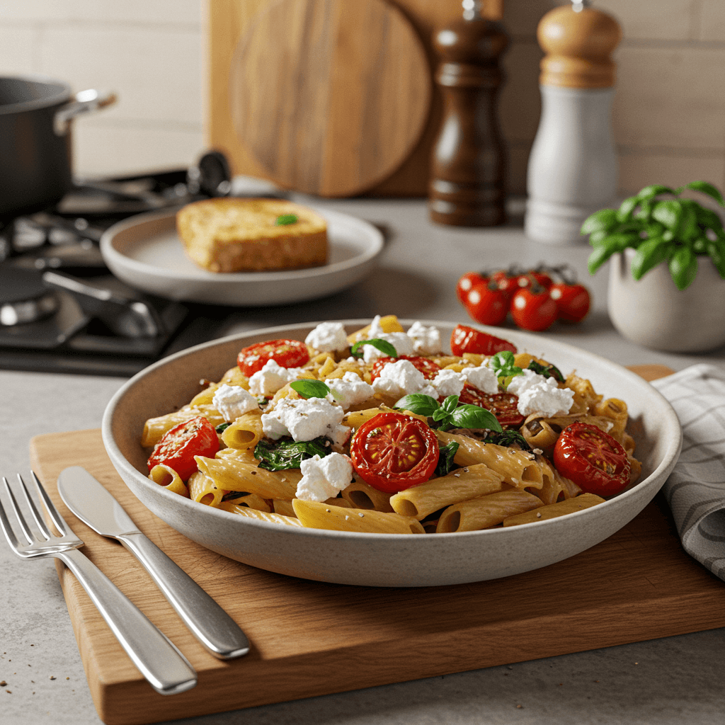 Baked Feta Pasta with Roasted Cherry Tomatoes