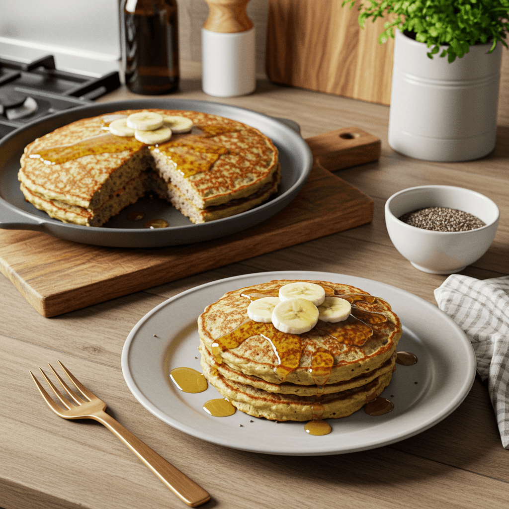 Baked Vanilla Chia Breakfast Pancakes