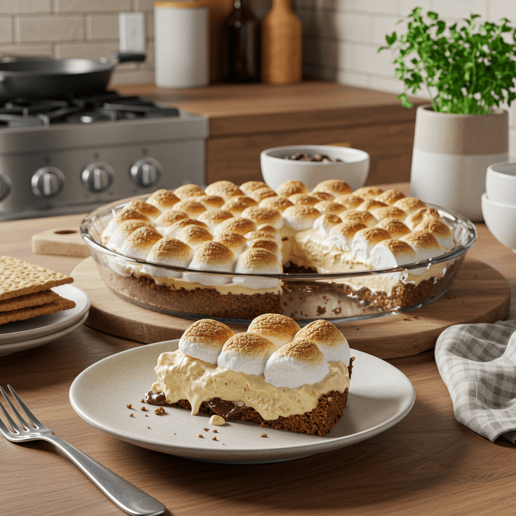 Broiled S’mores Ice Cream Pie