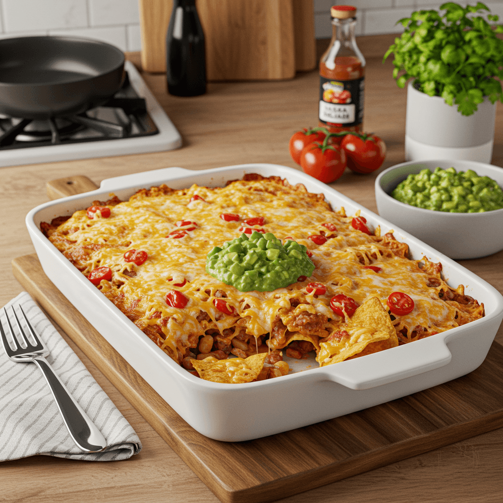 Cheesy Baked Salsa Nacho Delight