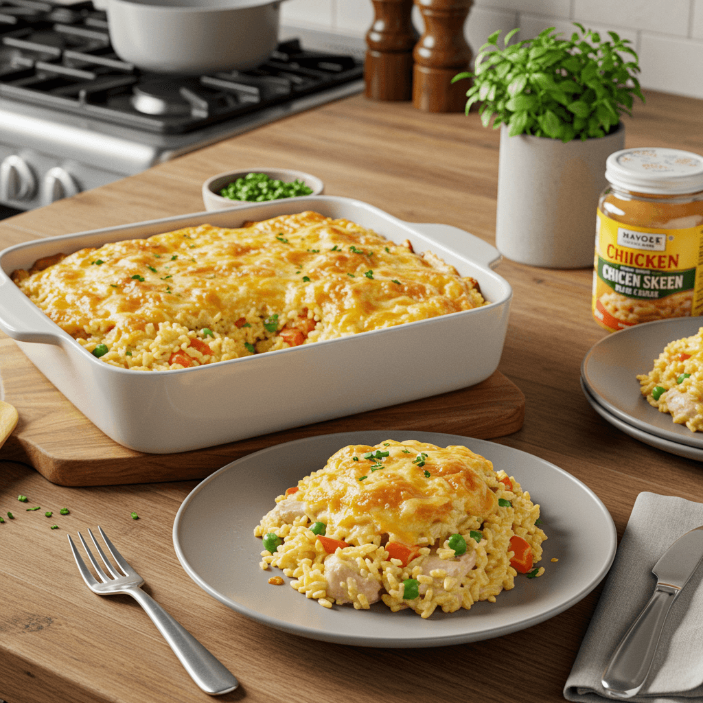 Cheesy Chicken and Rice Bake