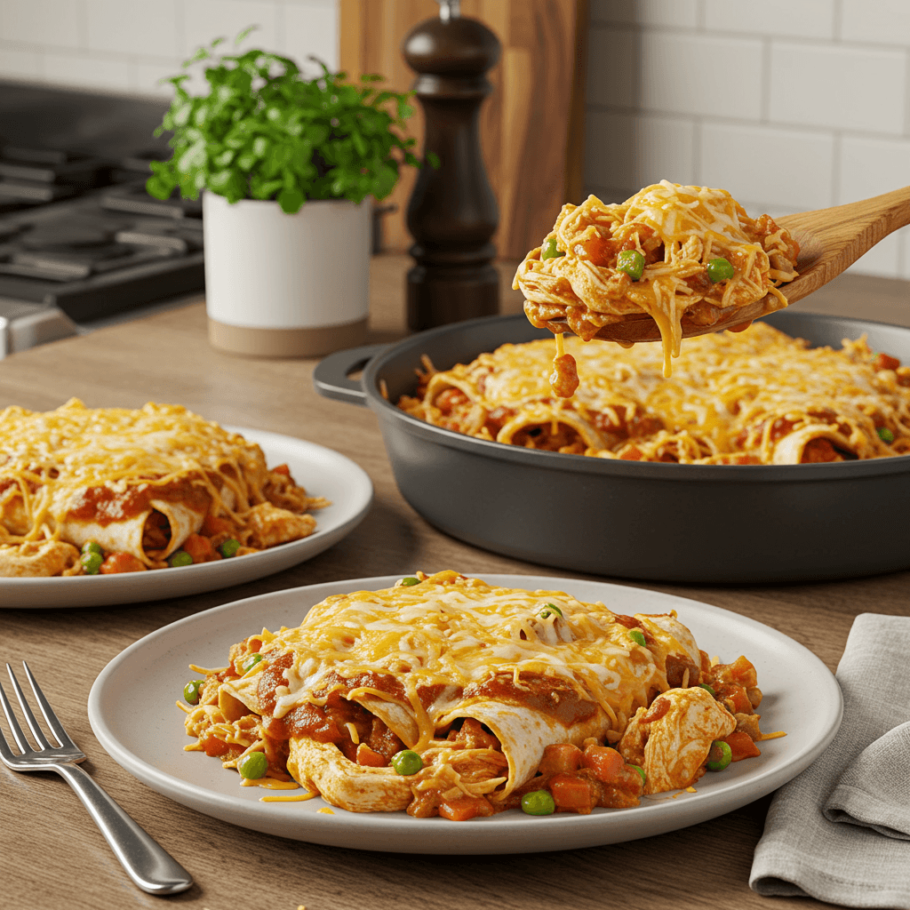 Cheesy Enchilada Chicken Skillet Delight