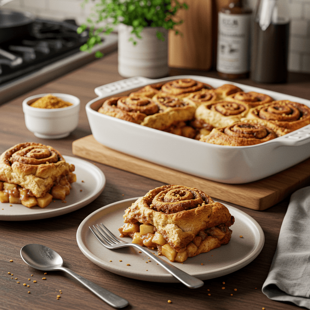 Cinnamon Roll Apple Pie Casserole