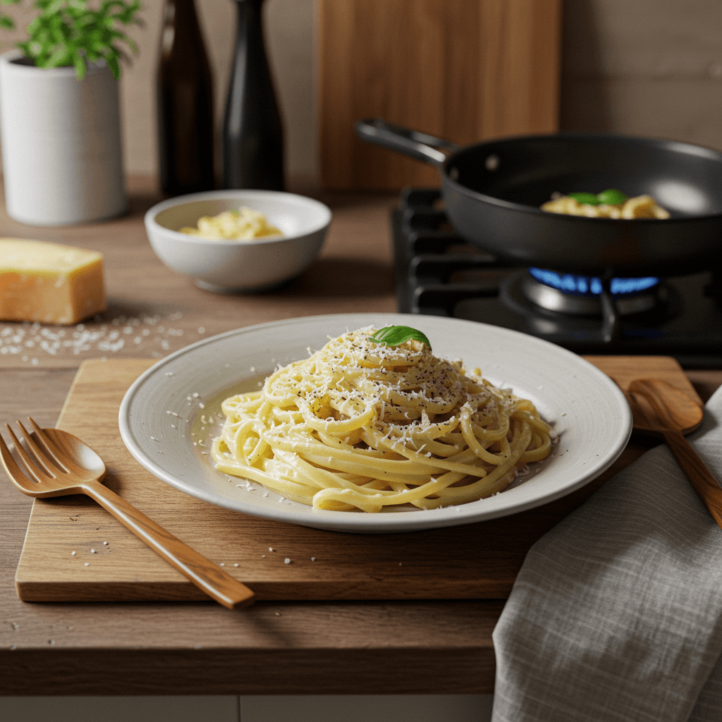 Creamy Pasta Cacio e Pepe on the Stove