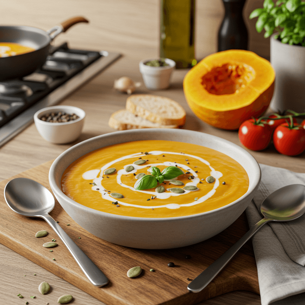 Creamy Tomato Pumpkin Soup with Fresh Herbs
