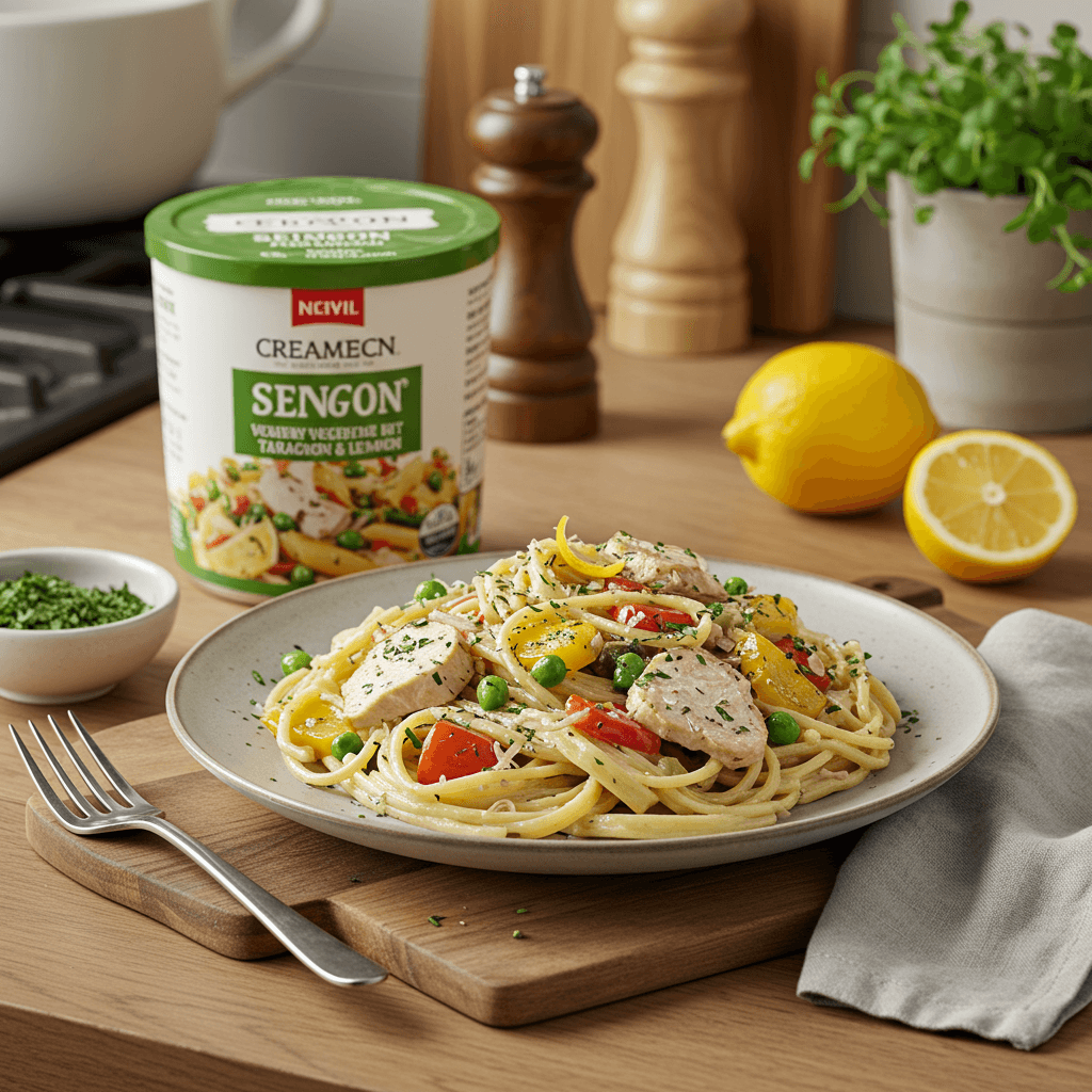 Creamy Turkey and Vegetable Pasta with Tarragon & Lemon