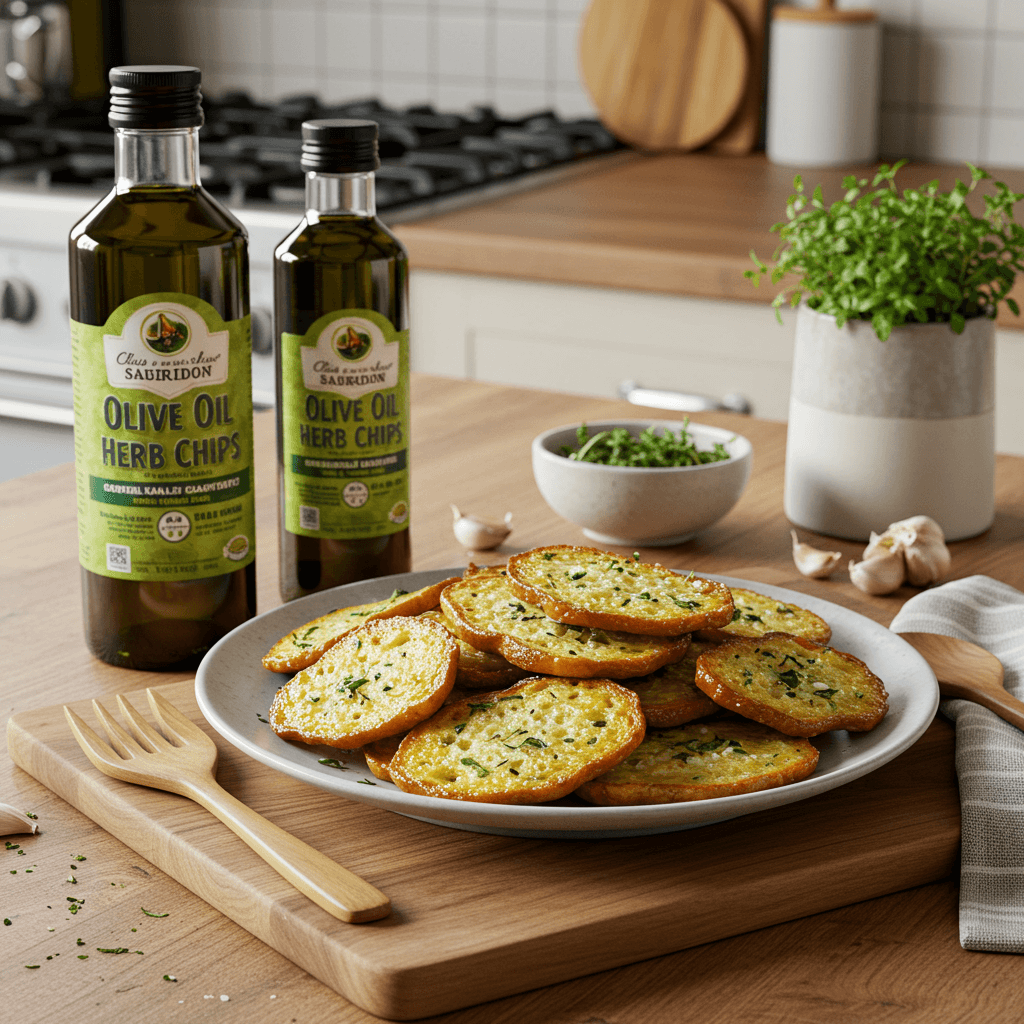 Crispy Olive Oil Garlic Herb Chips