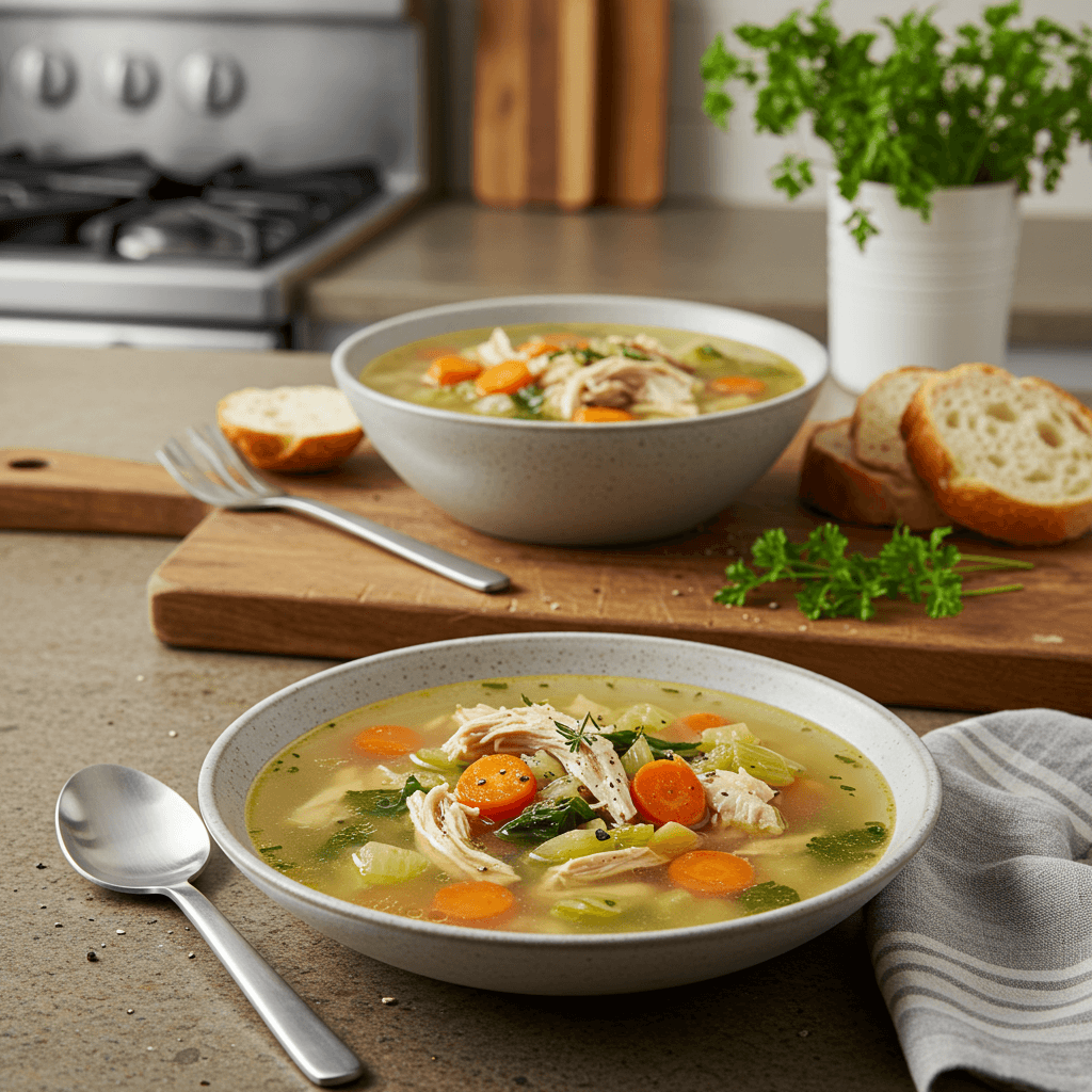 Crock Pot Chicken Soup with Herb-Infused Chicken Broth