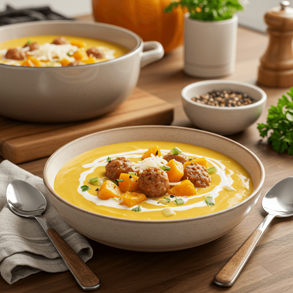 Crock Pot Italian Sausage and Butternut Squash Creamy Soup