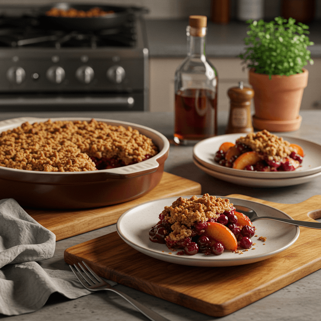 Decadent Fruit Crisp with a Trio of Spirits