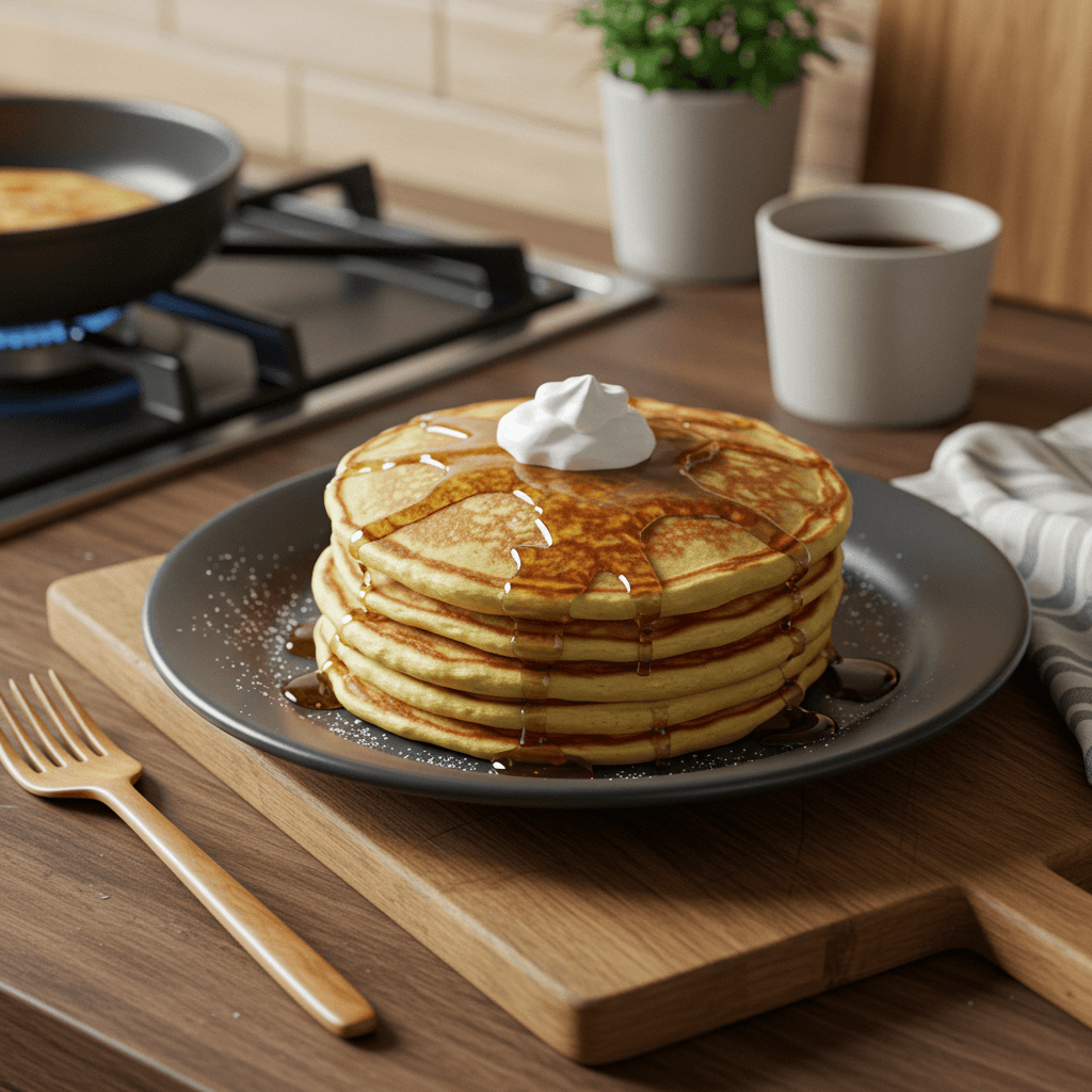 Decadent Vanilla Pancakes on the Stove