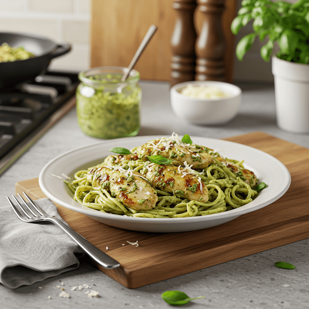 Delectable Stove-Top Pesto Chicken Pasta