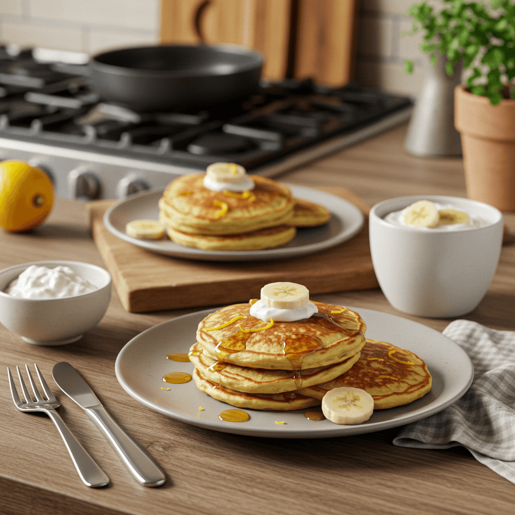 Deliciously Fluffy Stovetop Pancakes with a Citrus Yogurt Twist