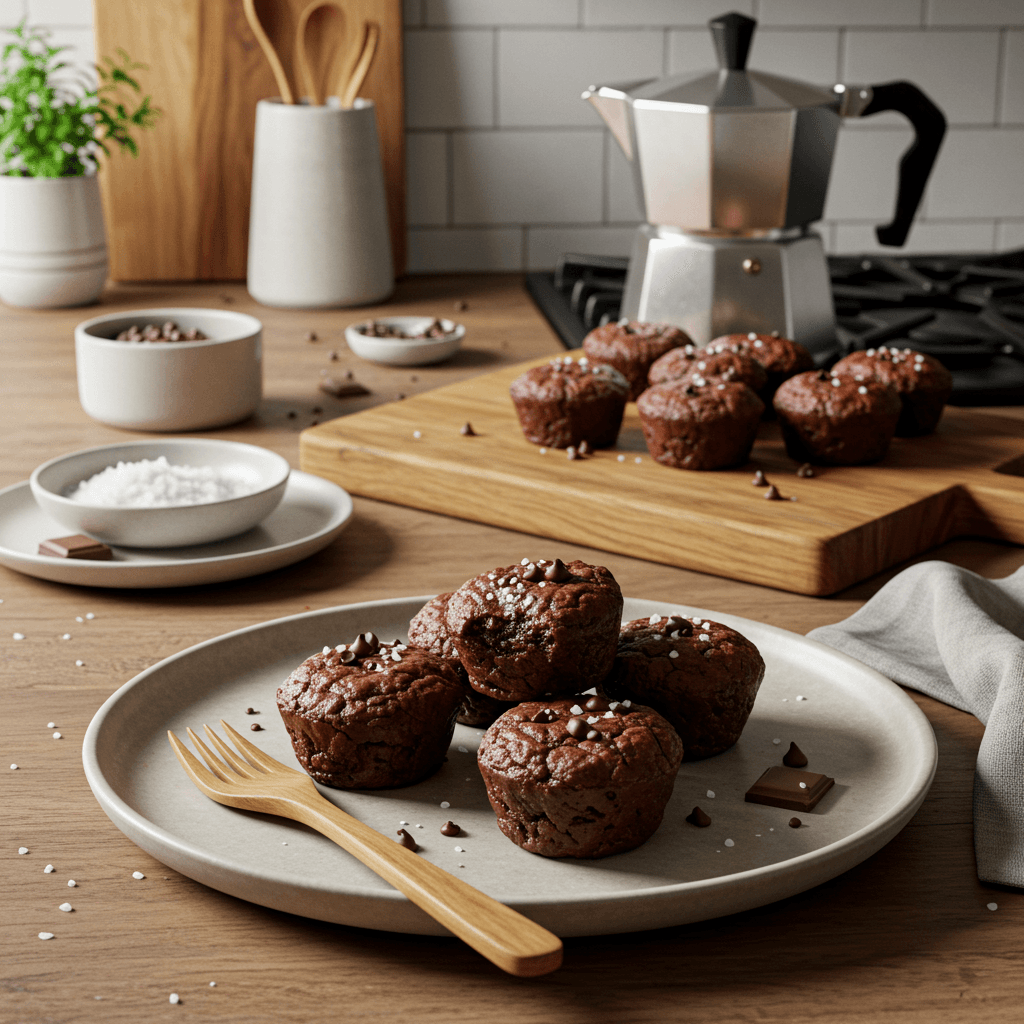 Gourmet Fudgy Brownie Bites with Chocolate Chips and Flaky Salt