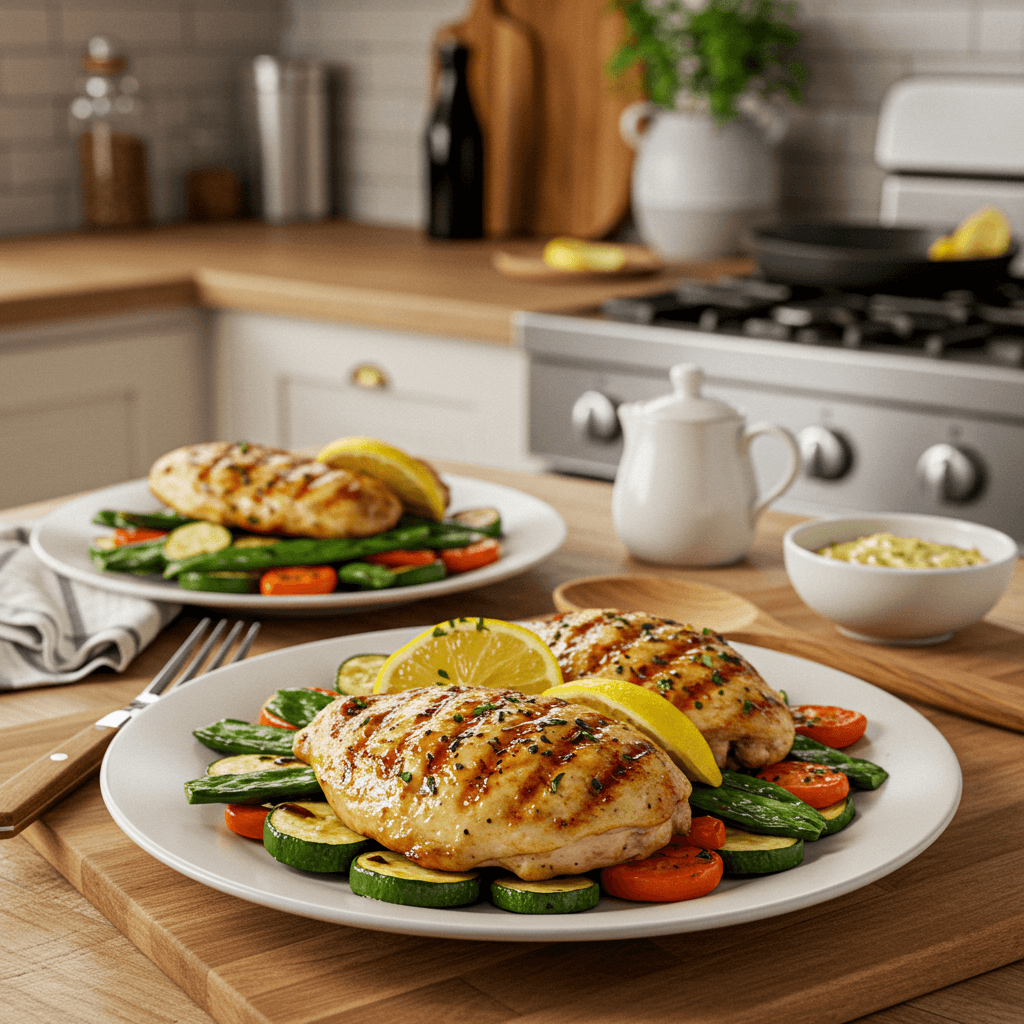 Grilled Lemon Herb Chicken with Garlic Butter Vegetables