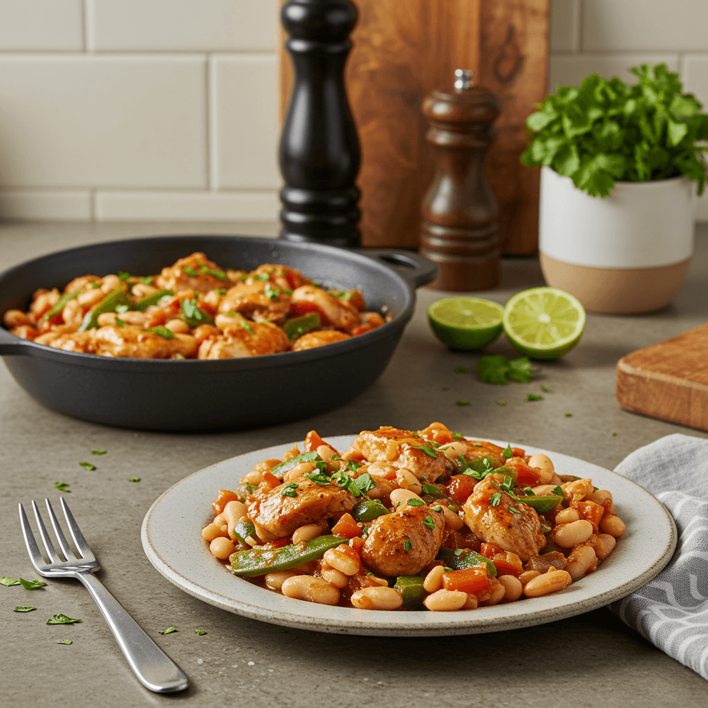 Hearty Stove-Top Chicken & Poblano White Bean Skillet