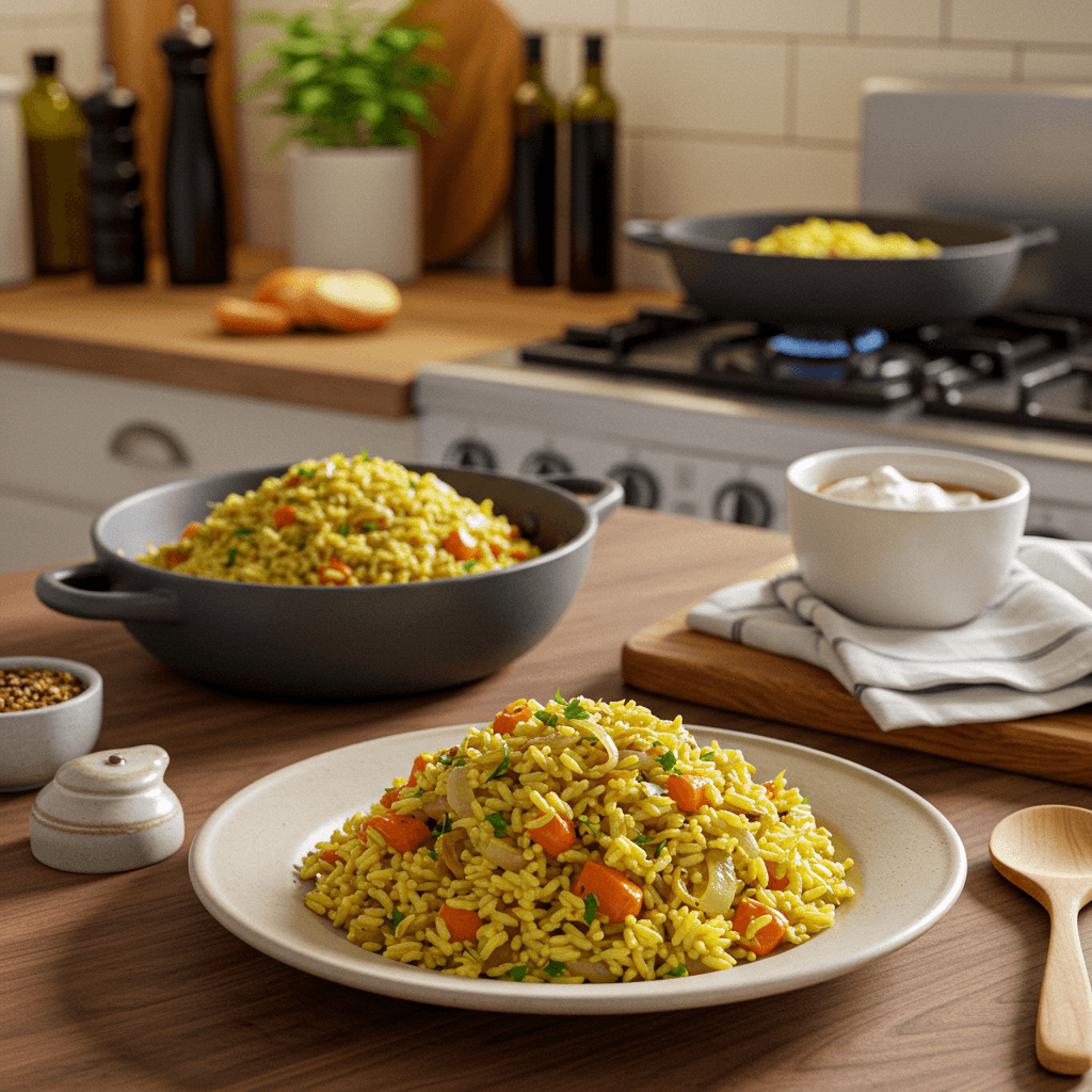 Herbed Rice Pilaf with Sautéed Onions and Spices