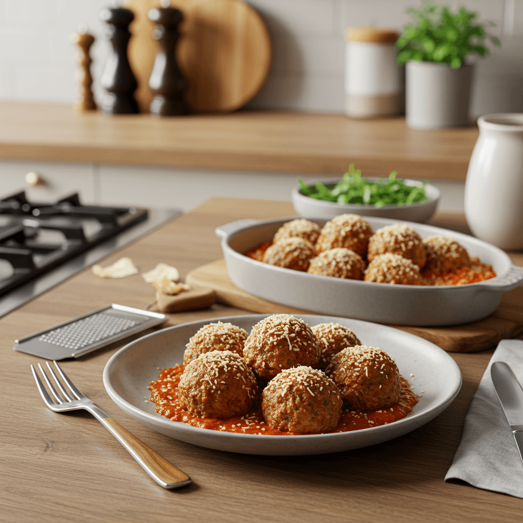 Italian-Style Meatballs with Parmesan Crust