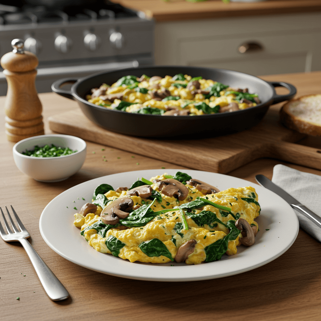 Luxurious Mushroom & Spinach Breakfast Creamy Scramble
