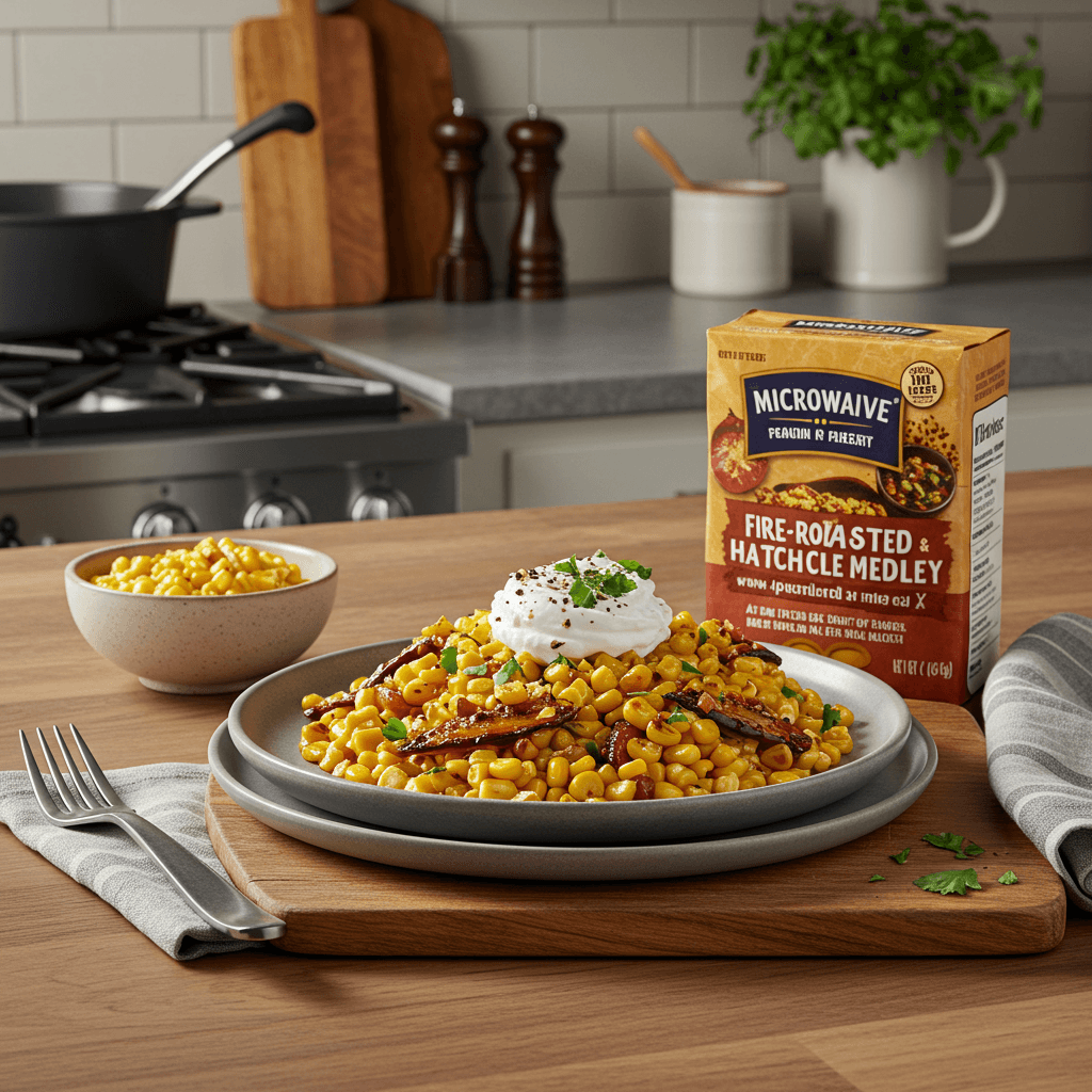 Microwave Fire-Roasted Corn & Hatch Chile Medley