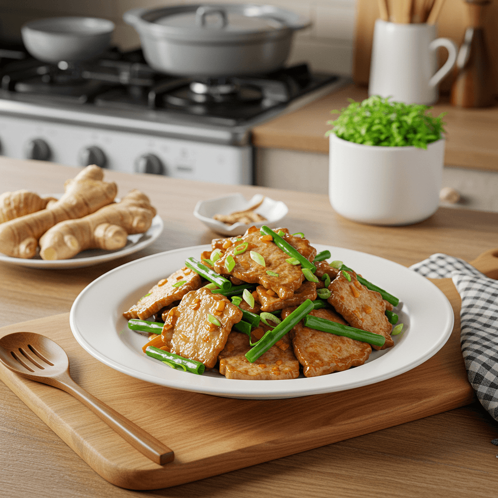 Microwave Savory Pork with Green Onion & Ginger