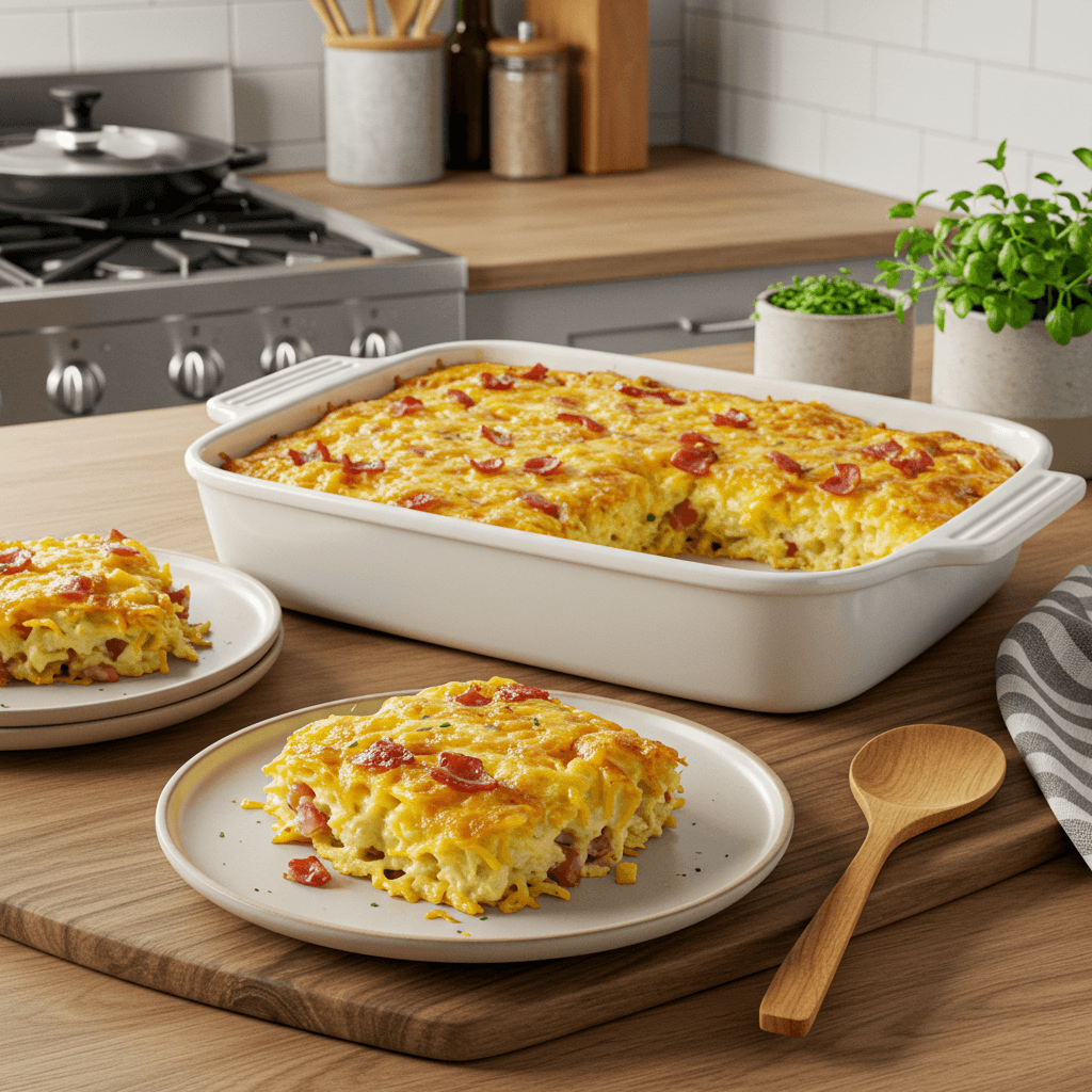 Oven-Baked Bacon and Cheddar Hash Brown Casserole