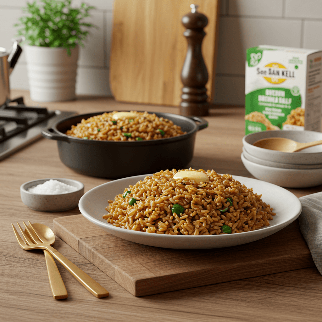 Oven-Baked Brown Rice Pilaf with Butter and Salt