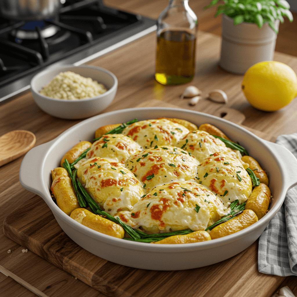 Oven-Baked Garlic Lemon Parmesan Pecorino Delight