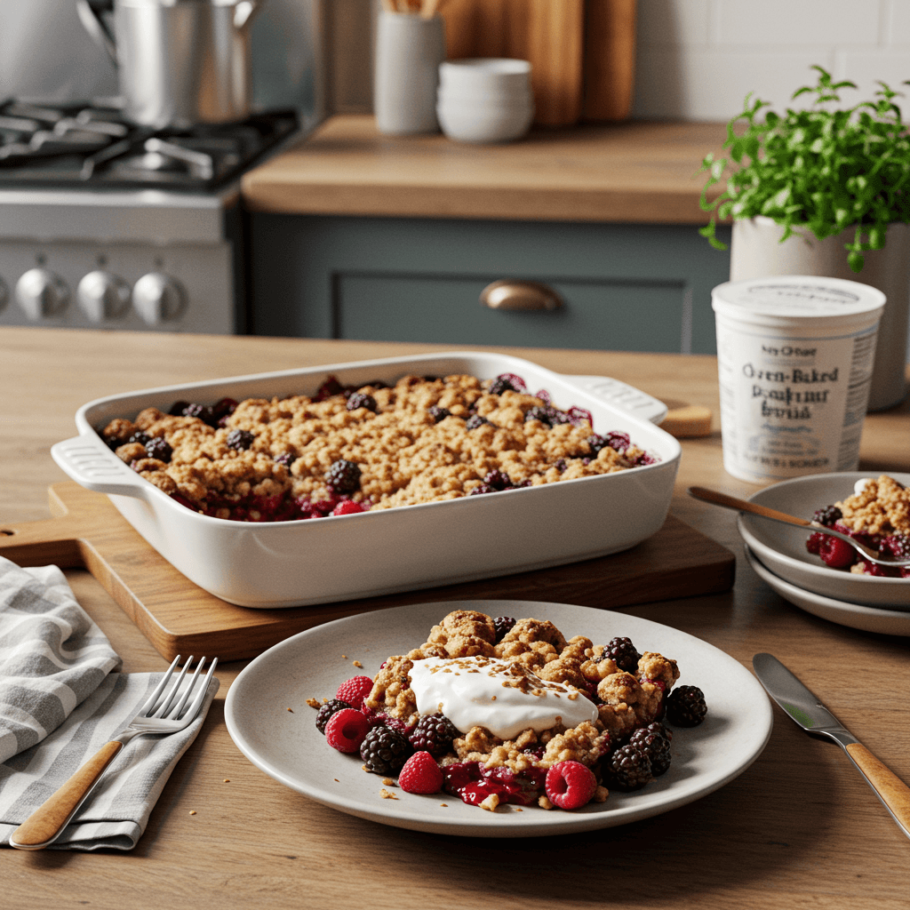 Oven-Baked Greek Yogurt and Berry Breakfast Crumble