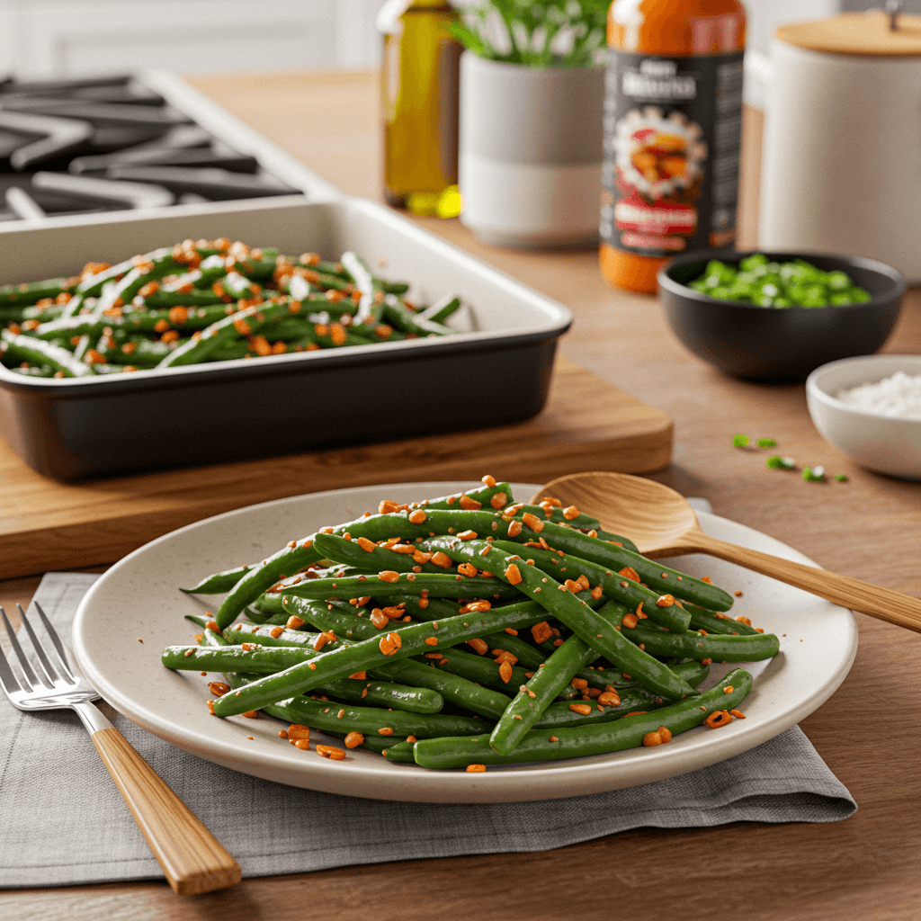 Oven-Baked Honey Sriracha Green Beans