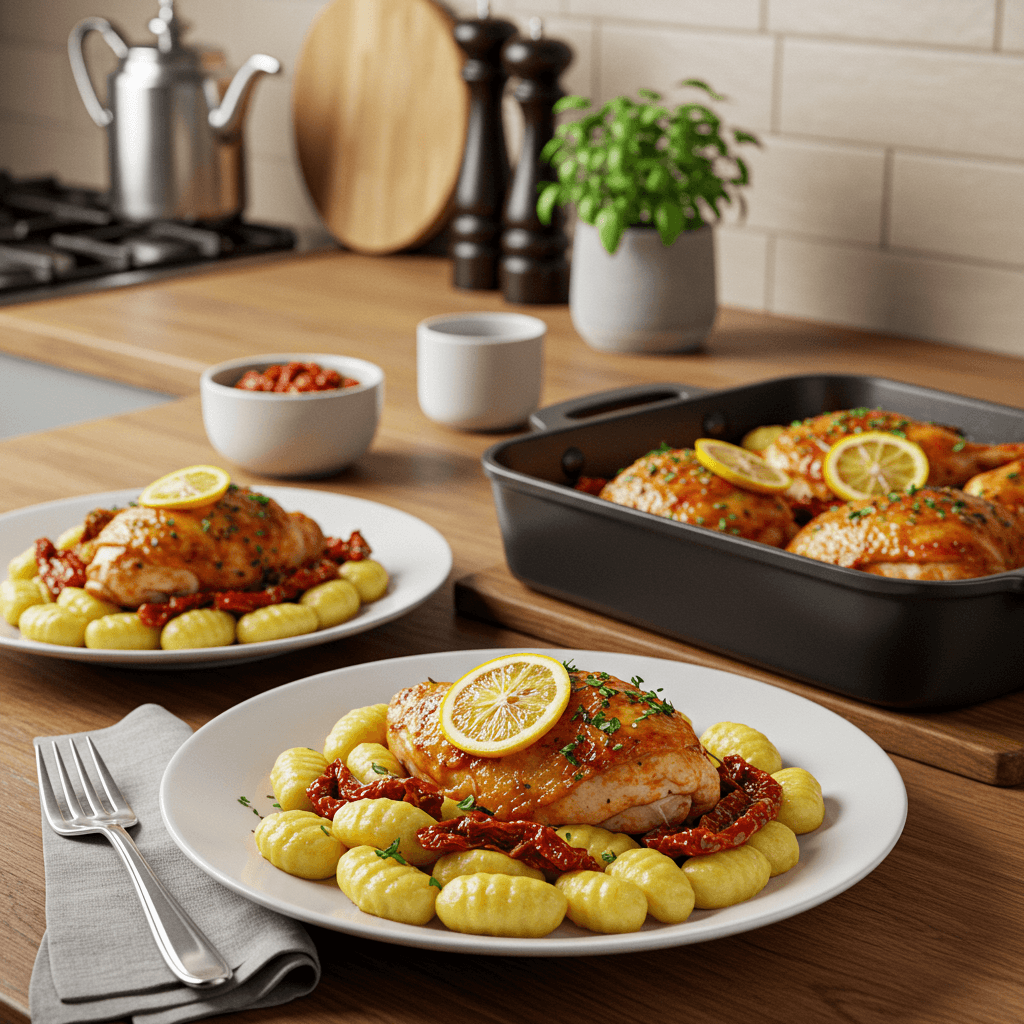 Oven-Baked Lemon Chicken with Gnocchi & Sun-Dried Tomato Sauce