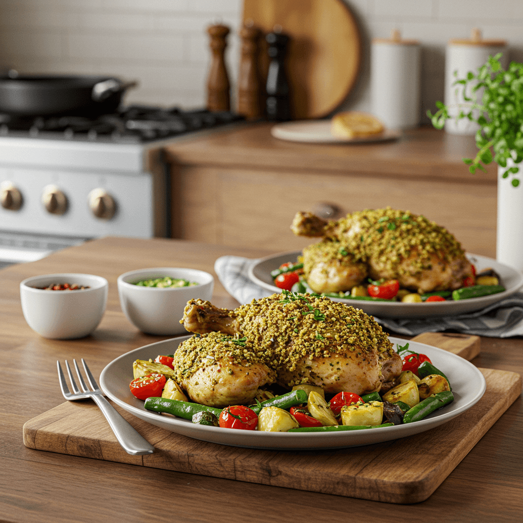 Oven-Roasted Herb-Crusted Chicken with Vegetables