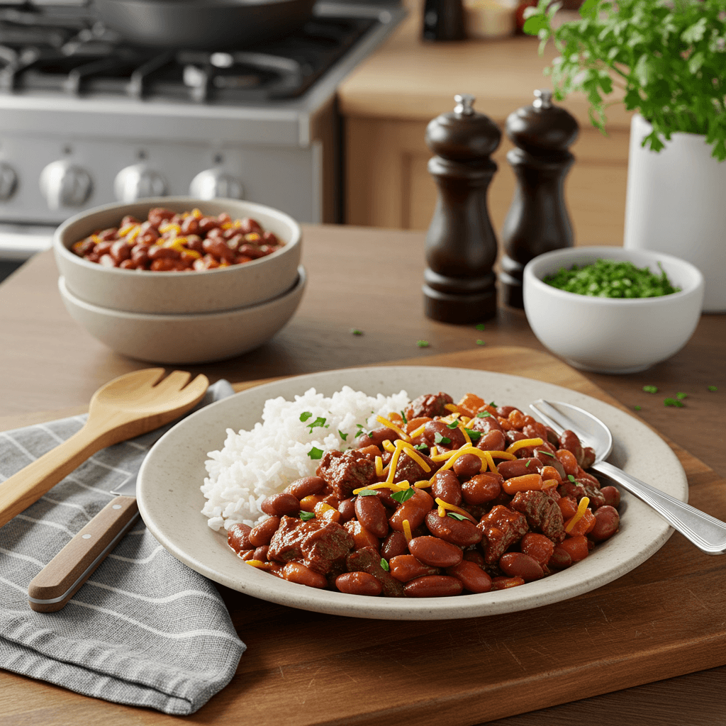 Perfectly Spiced Stove-Top Beef and Bean Chili