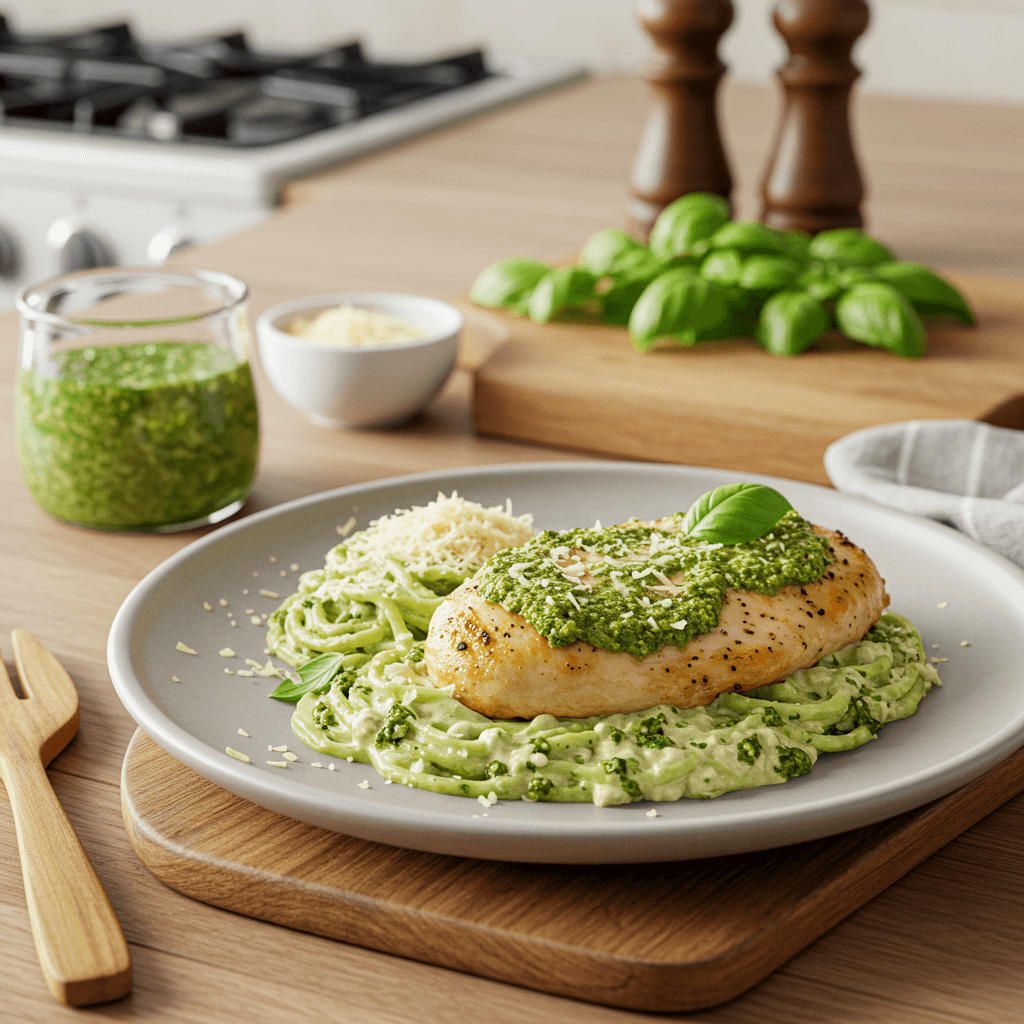 Pesto Chicken Breast with Creamy Parmesan Sauce