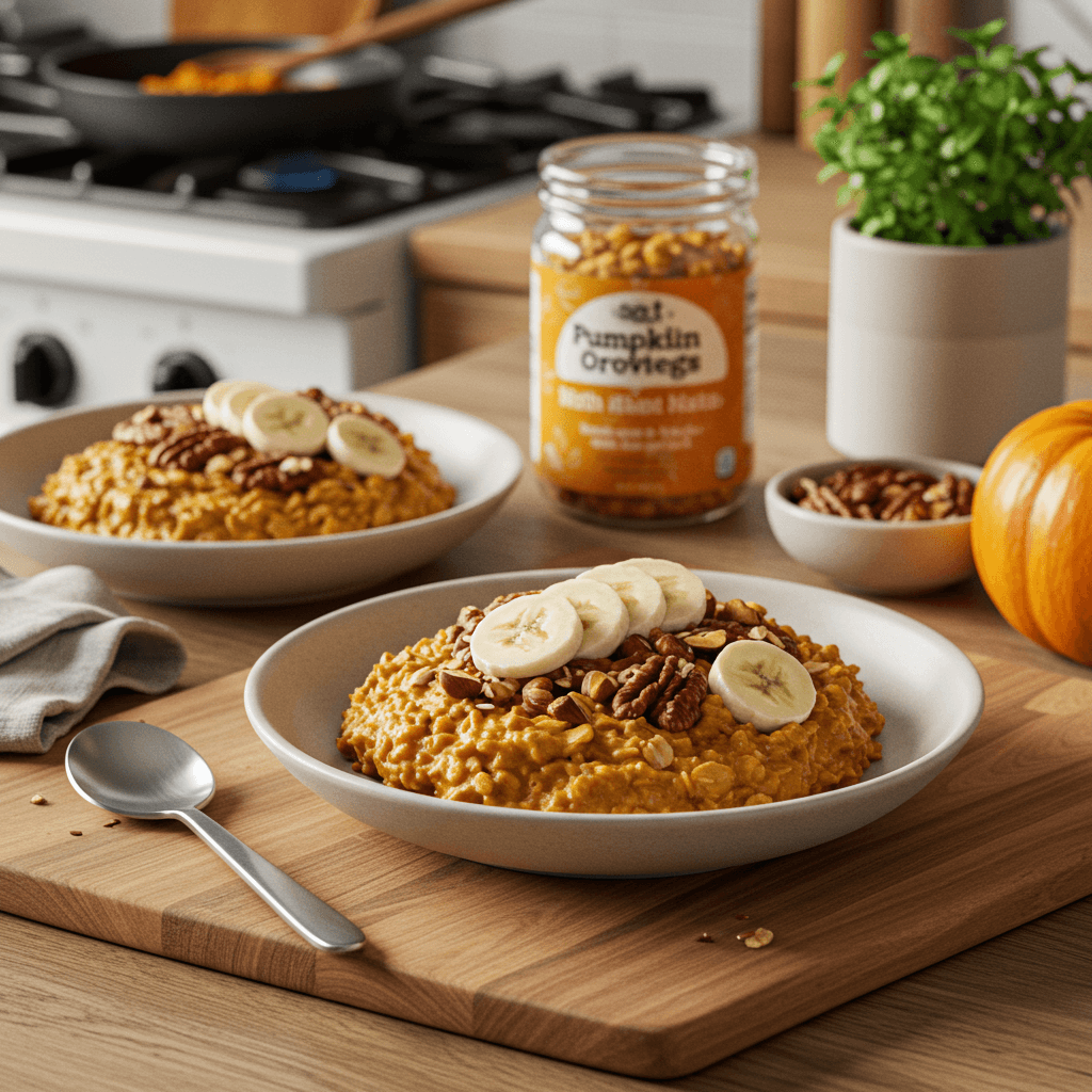 Pumpkin Spice Overnight Oats with Nutty Crunch