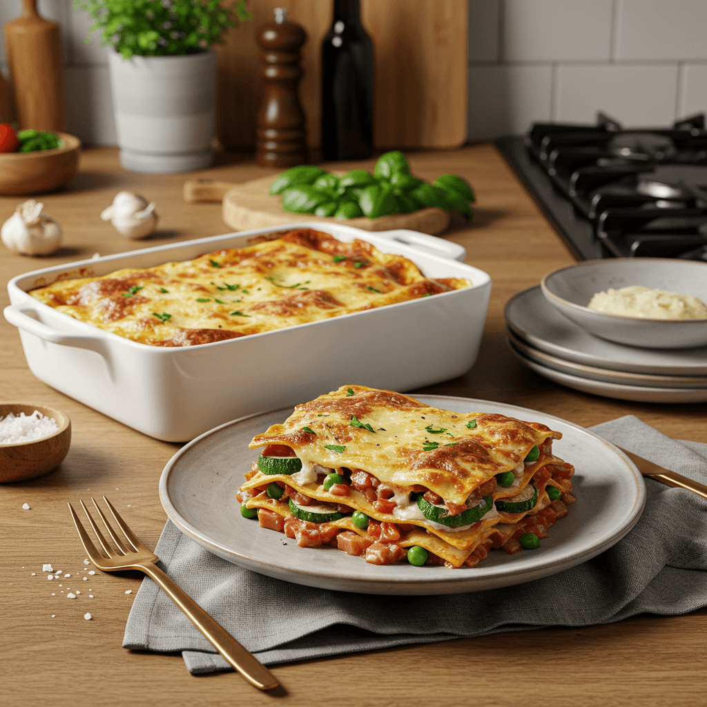 Rich Creamy Vegetable and Pancetta Lasagna