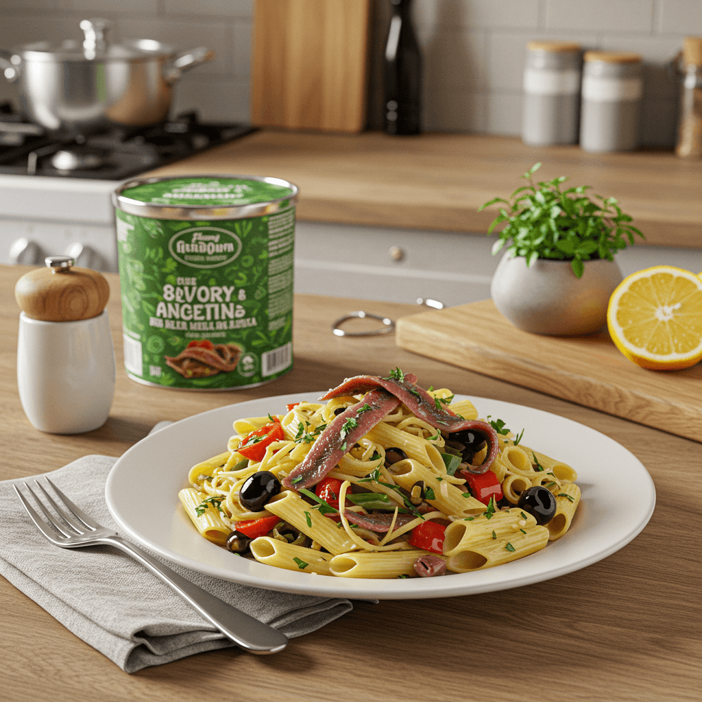 Savory Anchovy and Olive Herb Medley Pasta