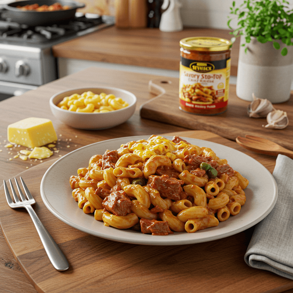 Savory Stove-Top Beef and Cheesy Elbow Macaroni