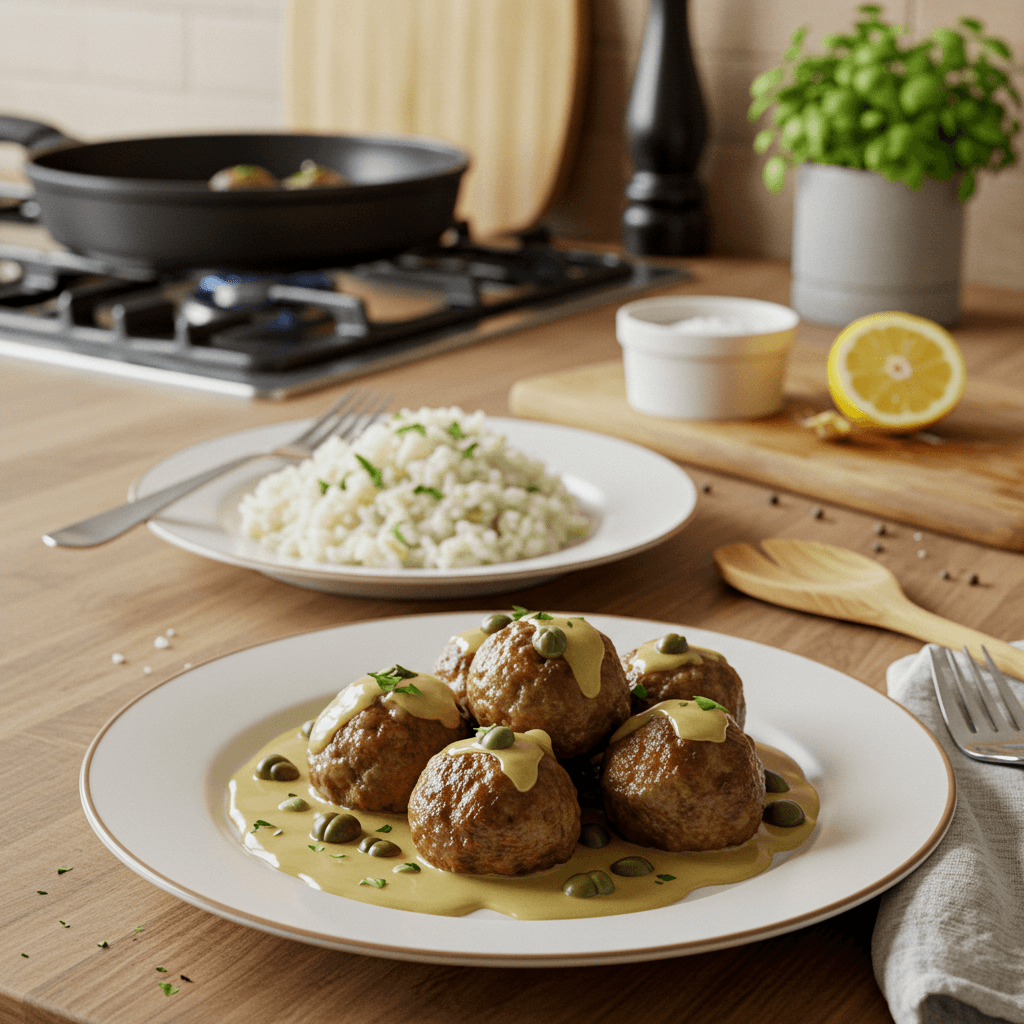 Savory Swedish Meatballs with Caper Sauce
