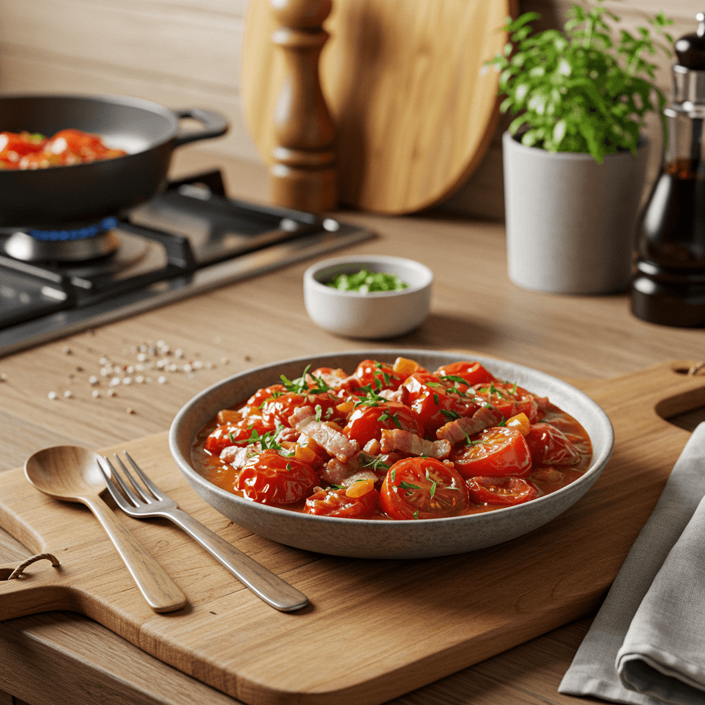 Savory Tomato and Bacon Herb Stew