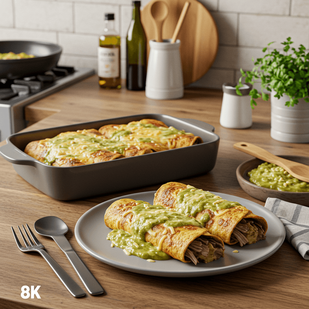 Slow-Cooked Pork Enchiladas with Green Sauce