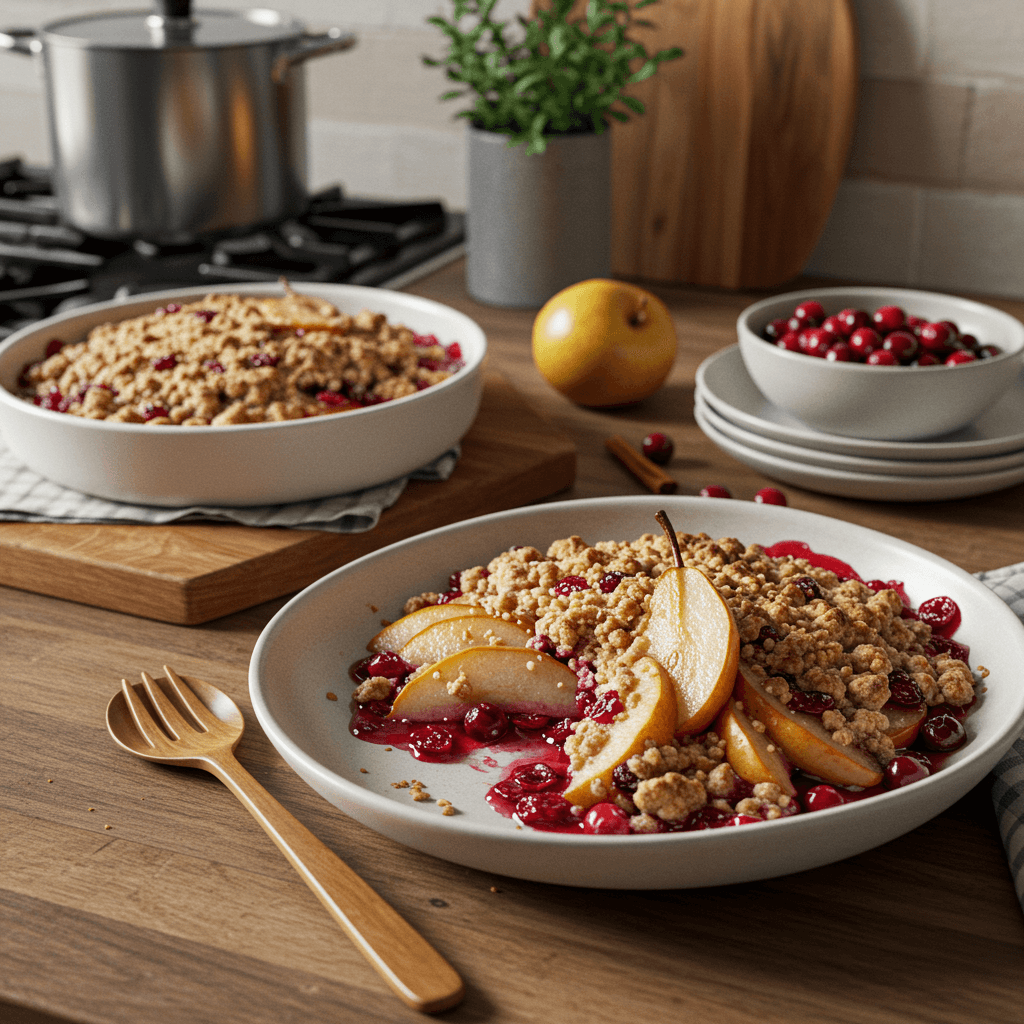 Spiced Pear and Apple Cranberry Crumble