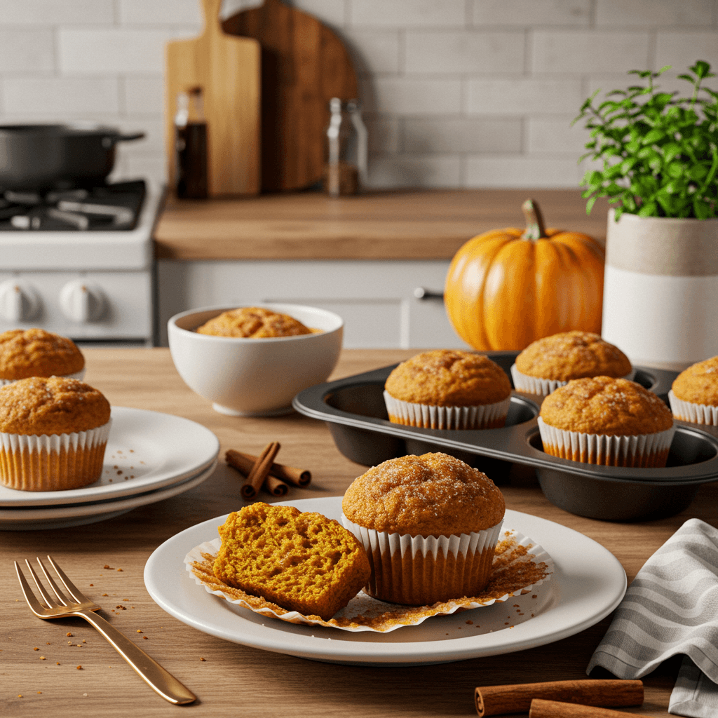 Spiced Pumpkin Breakfast Muffins with Cinnamon Sugar Topping