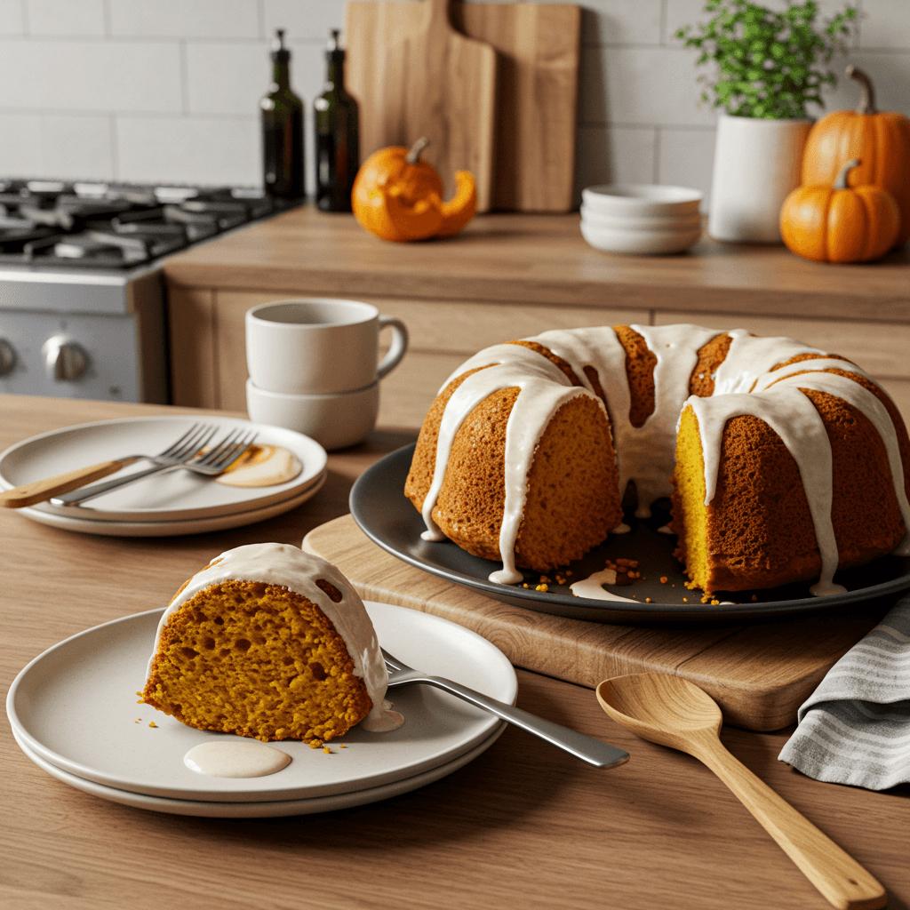 Spiced Pumpkin Bundt Cake with Vanilla Glaze