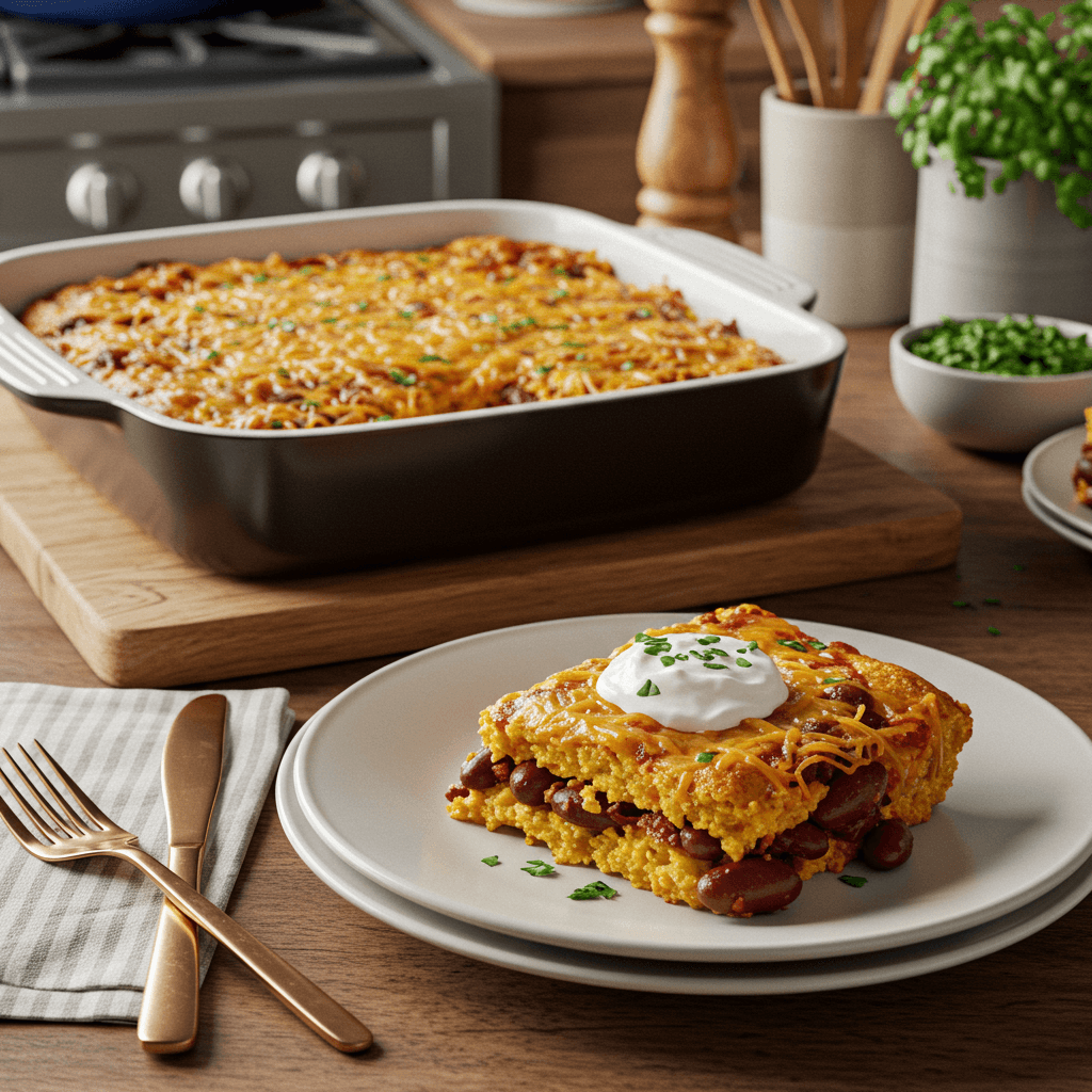 Spicy Chili Cornbread Bake