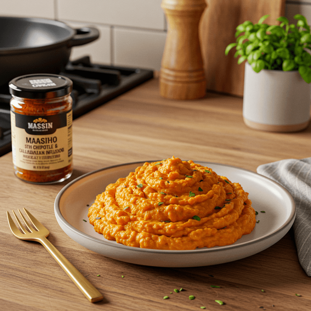 Spicy Sweet Potato Mash with Chipotle and Calabrian Chile Infusion