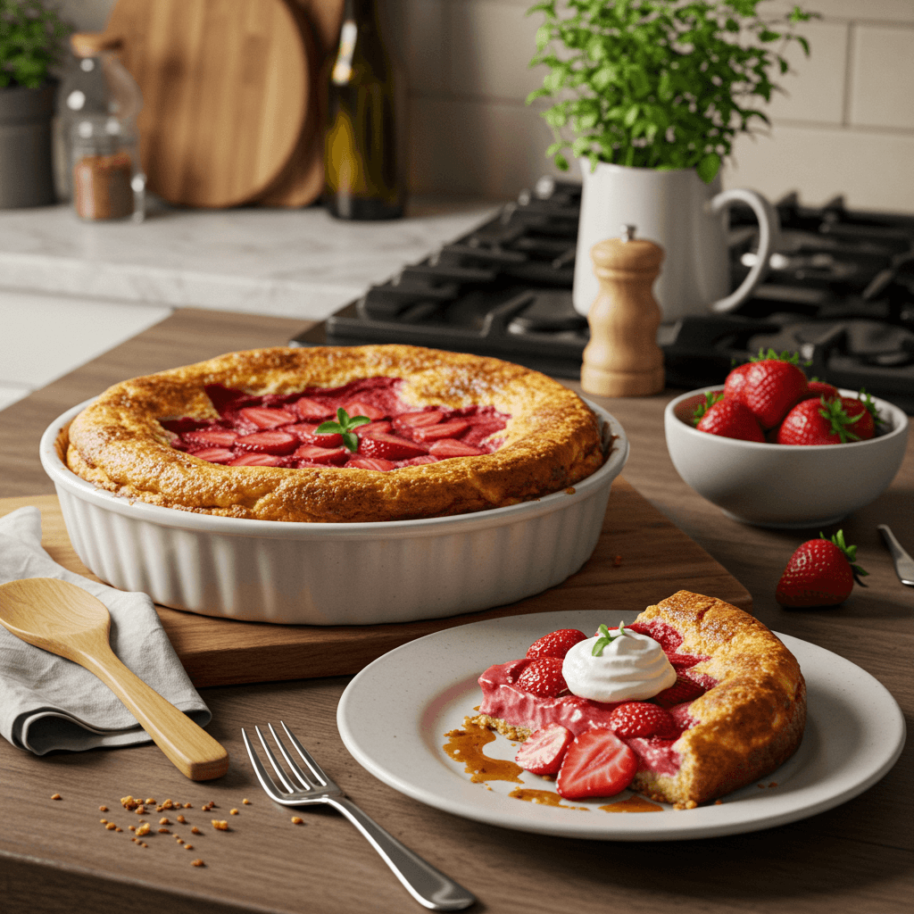 Stovetop Strawberry Soufflé with a Caramelized Crust